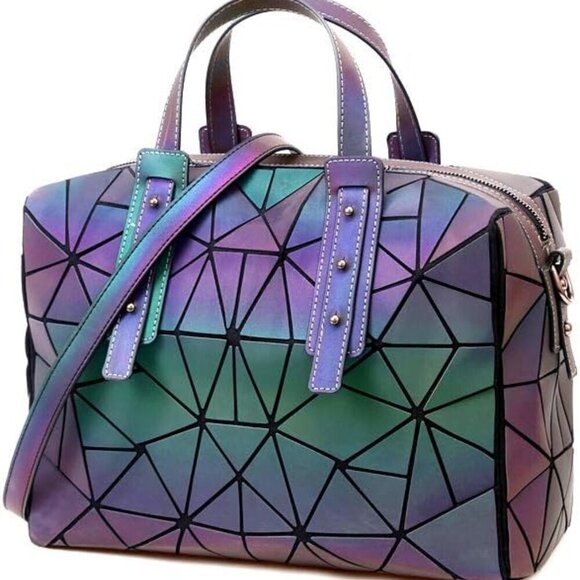 Geometric Luminous Purses Handbags Holographic Crossbody Shoulder Bag - Picture 8 of 9
